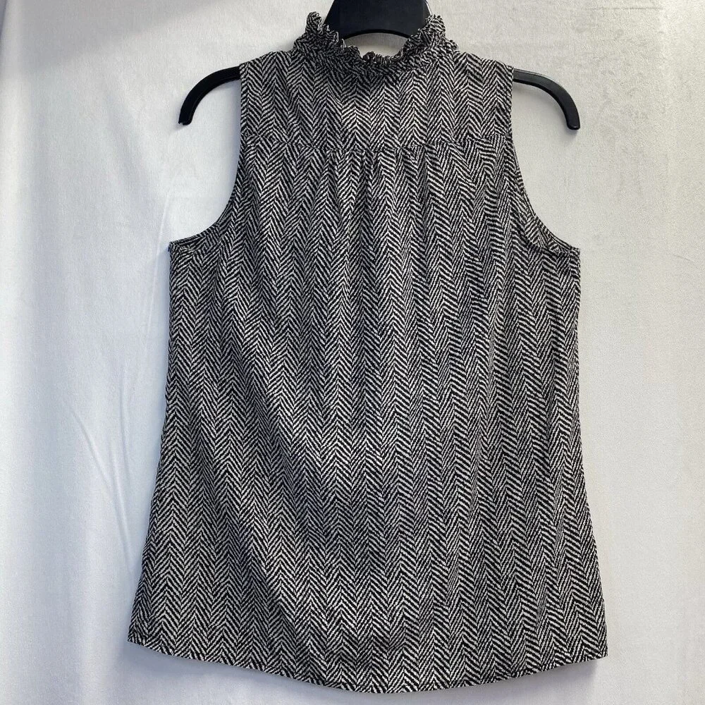 J. Crew Black and White Monochrome Pattern Sleeveless Blouse - Picture 7 of 16